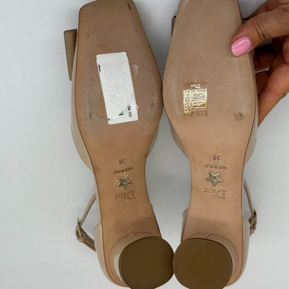 DIOR IDYLLE Patent Leather Ankle Strap Bow Buckle Ballet Pumps Shoes Heels - Picture 14 of 15